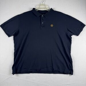 Louis Philippe Mens XL Navy Blue Cotton Short Sleeve Crest Logo Polo Shirt